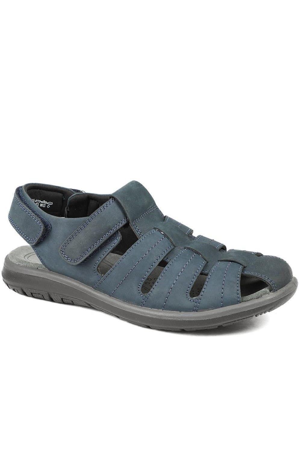 Pavers Pavers Men's Dual Adjustable Fasten Leather Sandals in Blue