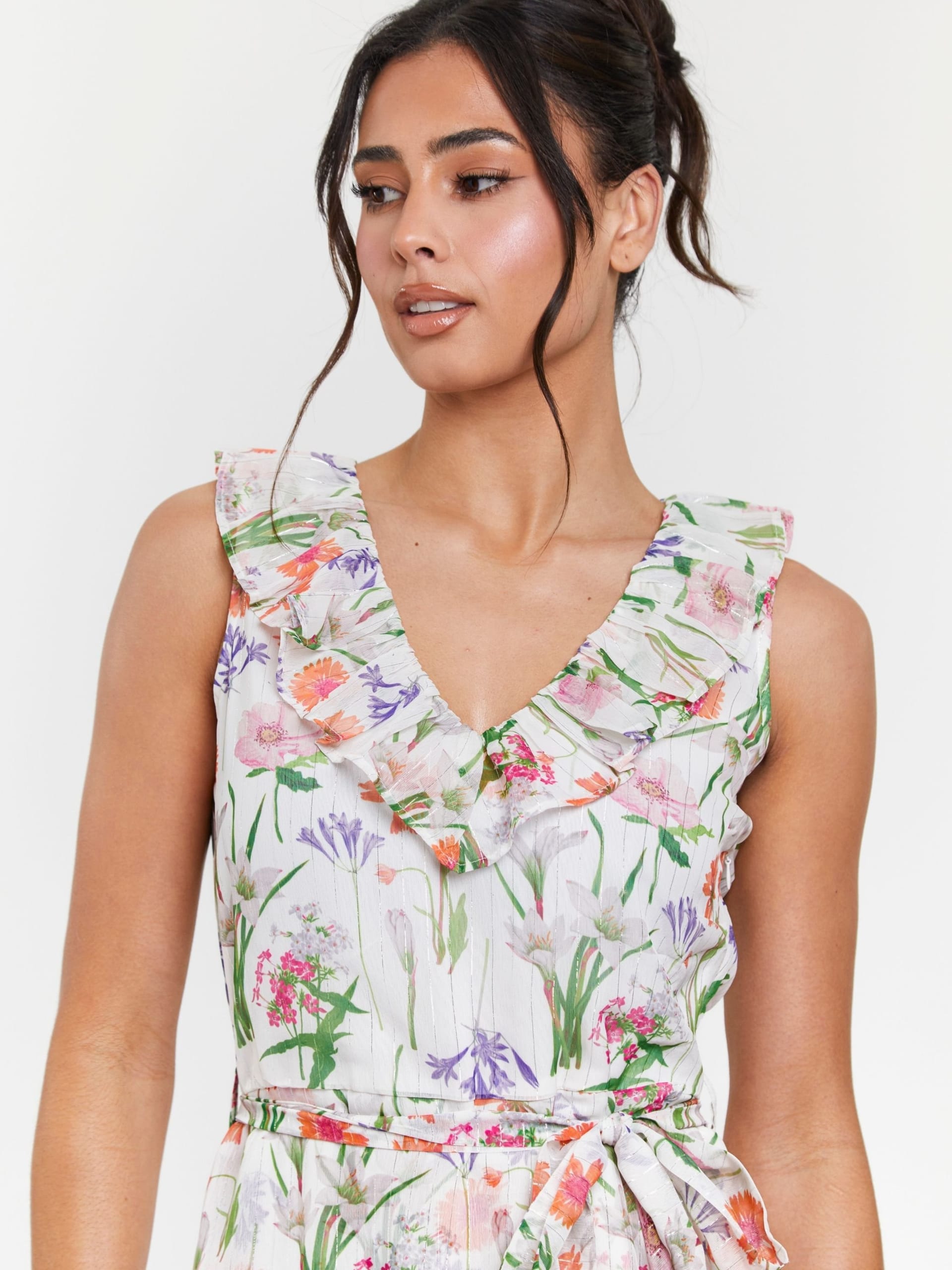 South Beach South Beach Women's Printed Chiffon Frill Wrap Midi Dress - 4