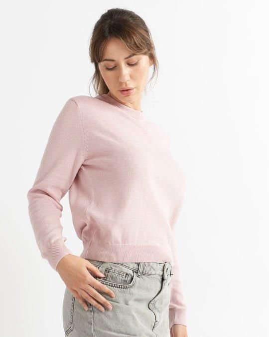 Alse Studio Alse Studio Women's Premium Quality 100% Cotton Crew Neck Long Sleeve Jumper in Rose - 2