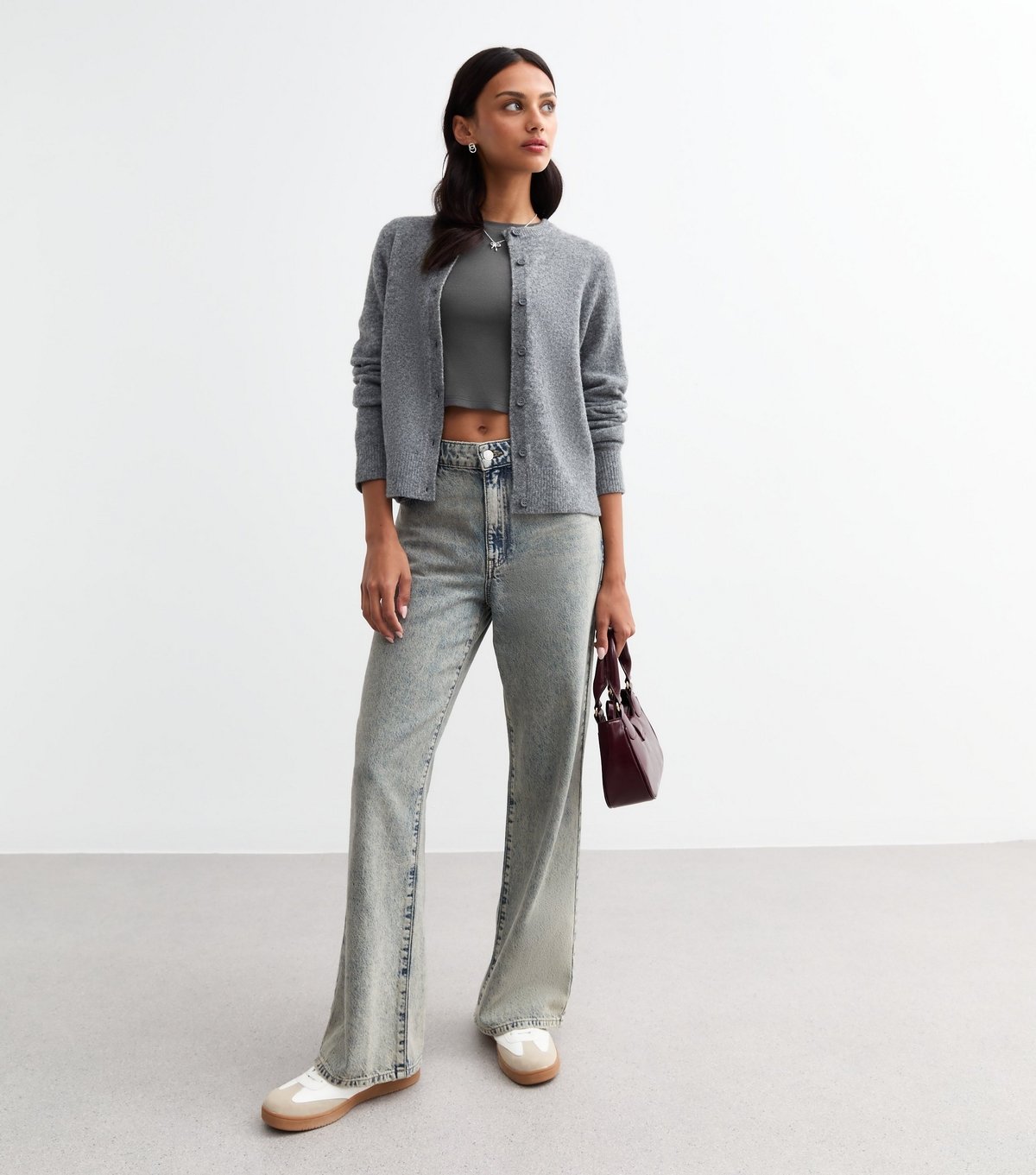 New Look Women's Grey Long Sleeve Cropped T-Shirt New Look - 3