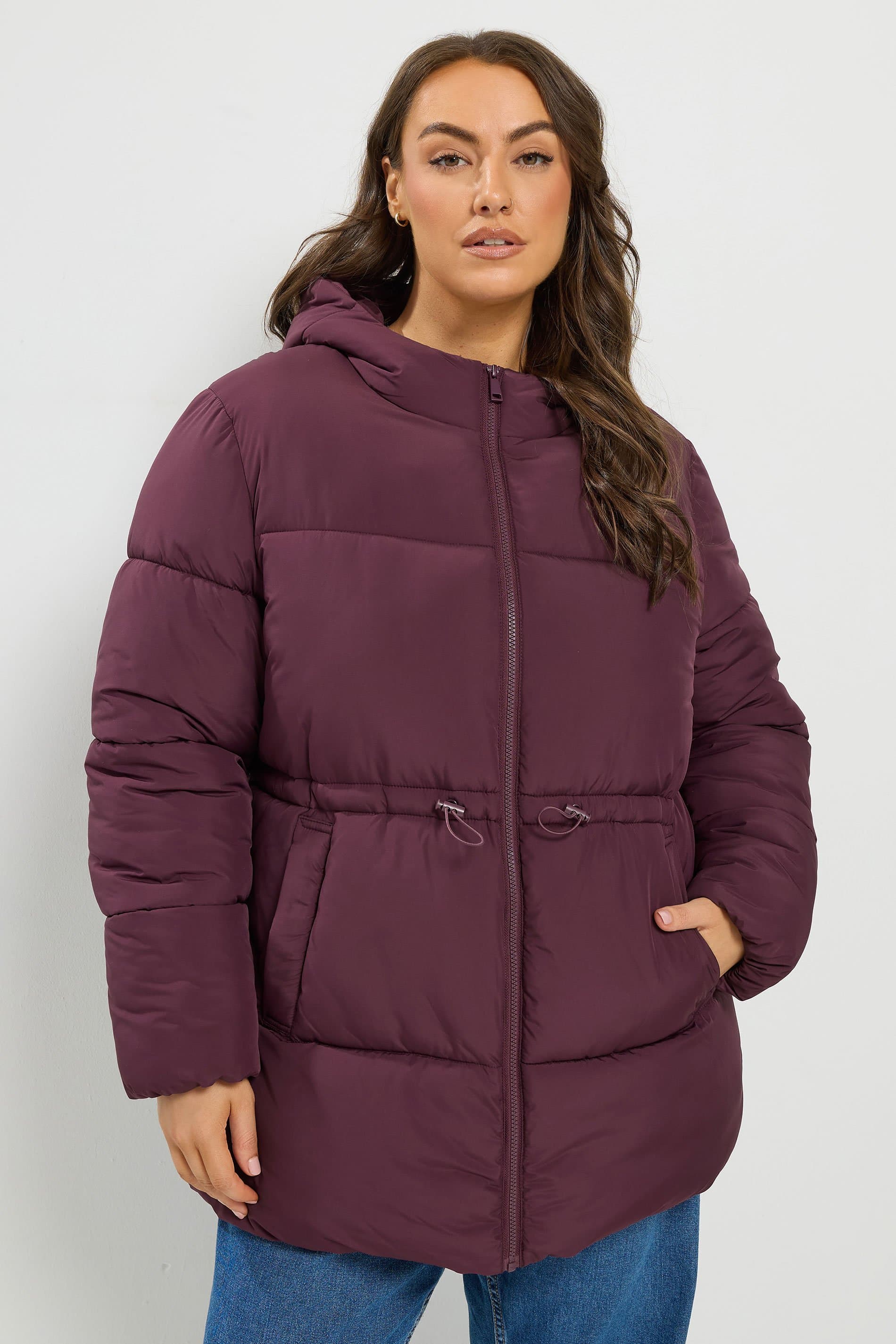Yours Plus Size Burgundy Red Short Padded Jacket