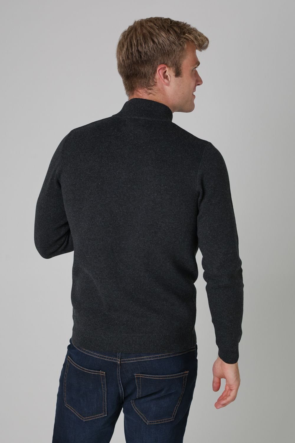 Tokyo Laundry Tokyo Laundry Men's Cotton Blend Half Milano Zip Neck Jumper in Dark Grey - 2