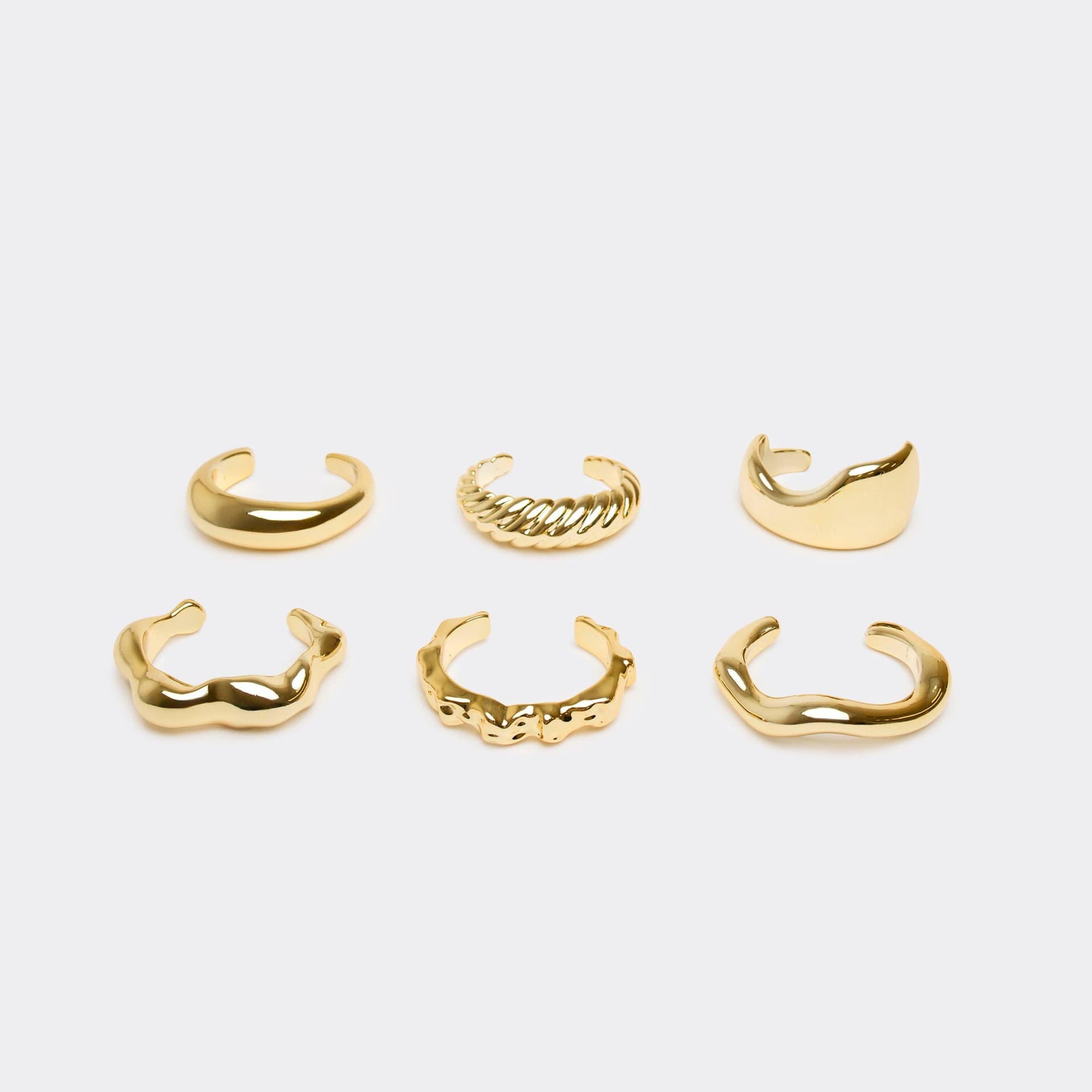 EGO Chunky Wave Hammered Detail Bangle Bracelet Multi Pack In Gold, Women's Size UK 0