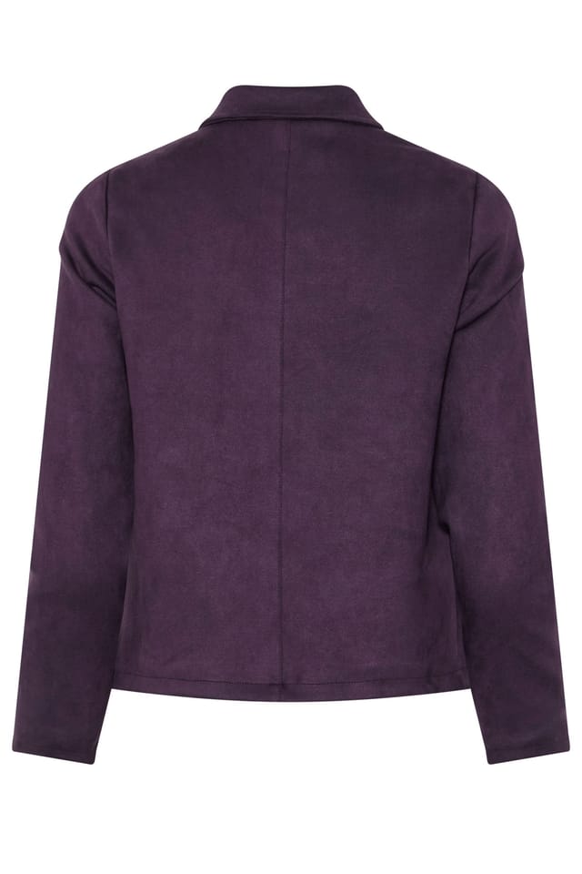 M&Co M&Co Women's Petite Faux Suede Bomber Jacket in Purple - 3