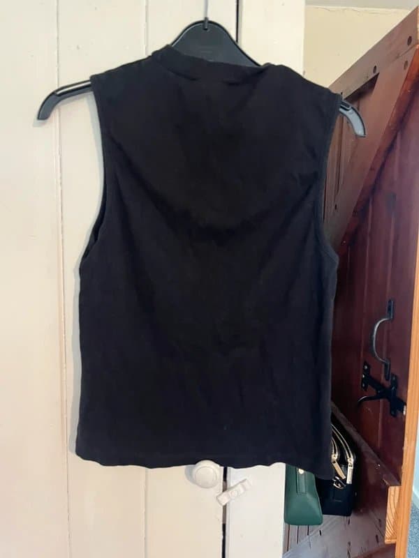 Threadbare Threadbare Black Ribbed High Neck Sleeveless Top – Size 14