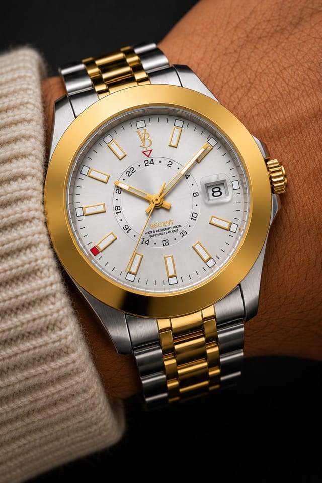 VON BREYER VON BREYER Men's Regent Watch 24 Hour Dial Silver & Gold Plated in Metallic Silver - 3