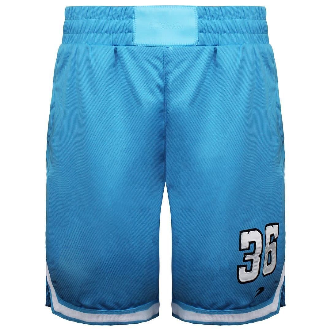 BoxRaw BoxRaw Men's Teddy Atlas Stretch Waist Baby Blue White Shorts