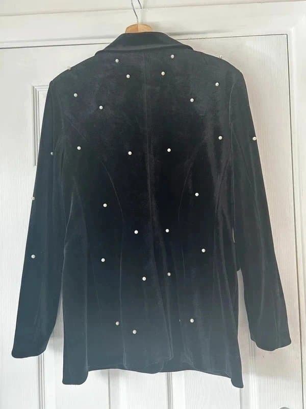 ASOS ASOS Luxe black velvet blazer with pearls