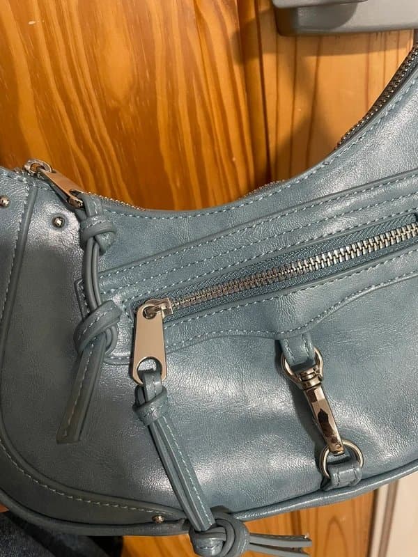 New Look Vintage Y2K Blue Leather New Look Messenger Crossbody Slouch Bag