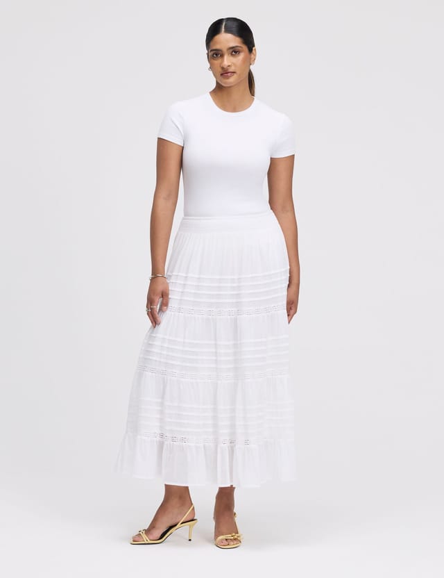 Finery London Finery London Women's Imani Cotton Tiered Midi Skirt in White - 2