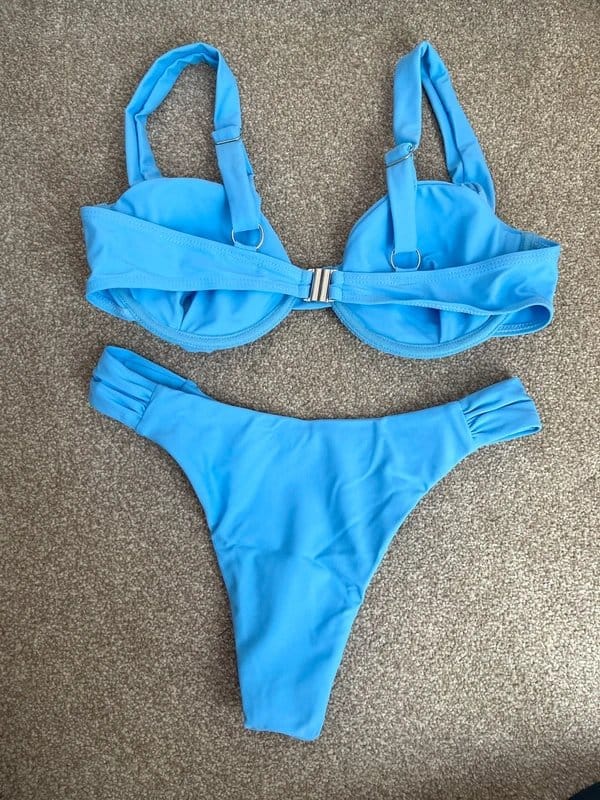 tiktok shop TikTok Shop Blue Ruched Bikini Set Women’s Size UK S Bnip - 1