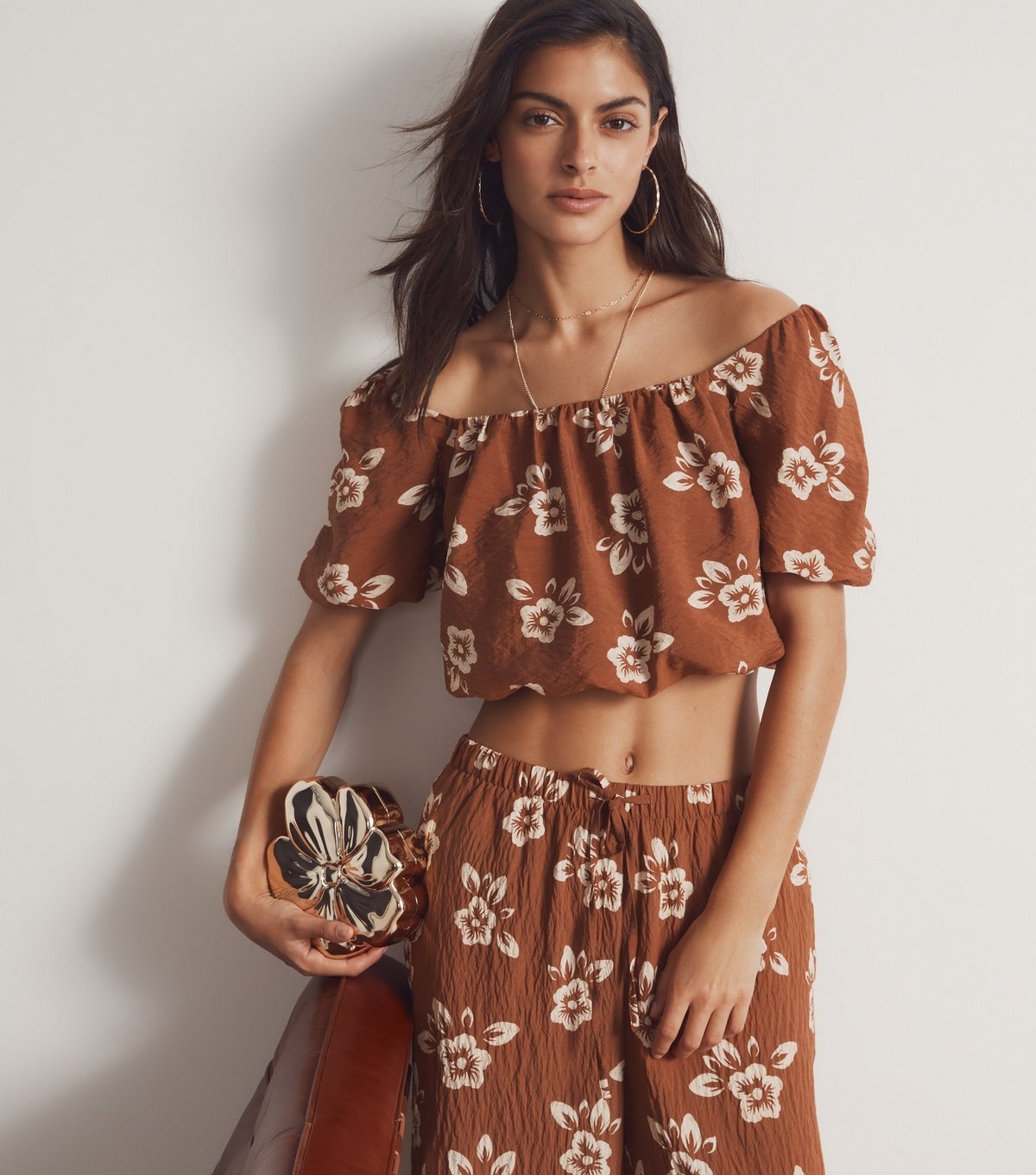 New Look Women's Brown Floral Print Wide Leg Trousers New Look - 3