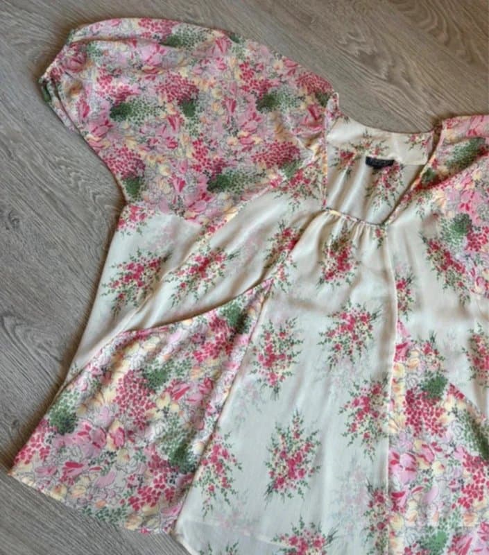 Topshop Topshop Y2K Fairycore Floral Chiffon Batwing Blouse UK 12 Boho Romantic Cottagecore