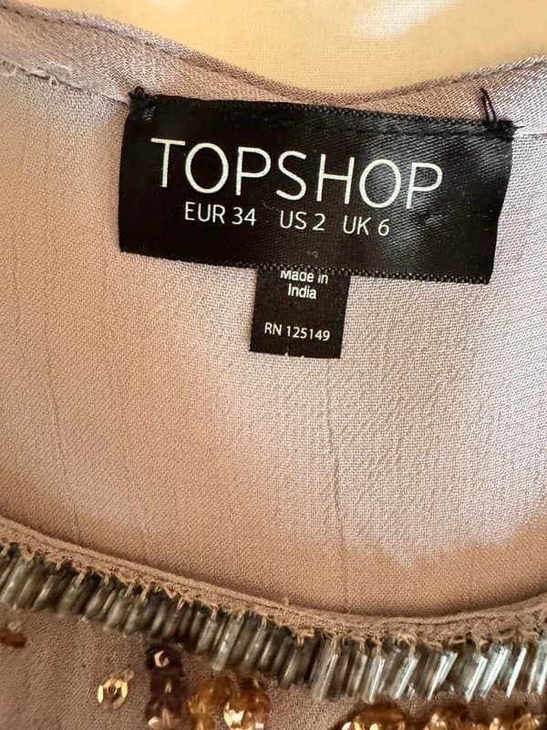 Topshop Topshop UK 6 Embellished Beaded Sleeveless Top Lilac silver beaded  Evening Party Festival