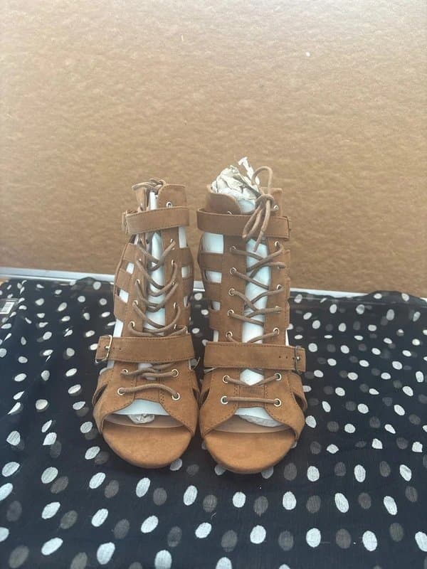 New Look New Look cage lace up peep toe heels