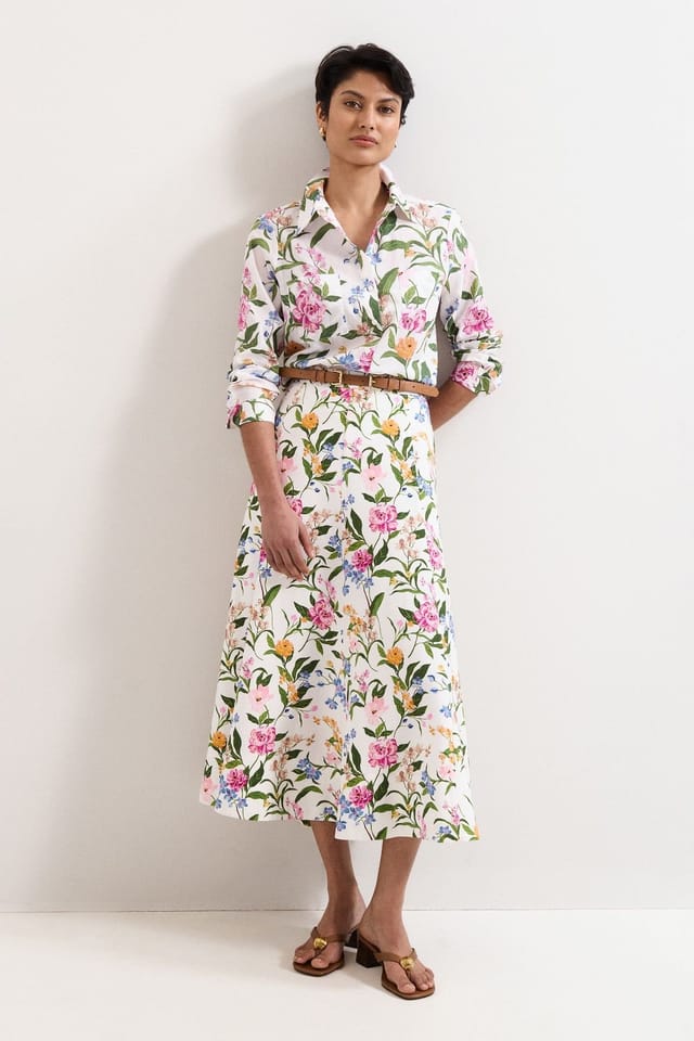 Phase Eight Phase Eight Women's Elasticated Printed Midi Skirt in Off-White - 3