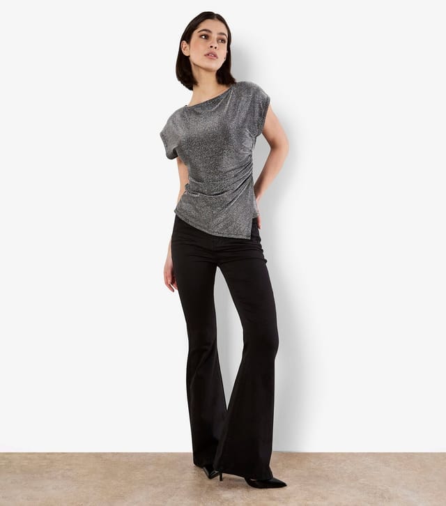Apricot Women's Silver Sparkle Ruched Wrap Top Apricot New Look - 2