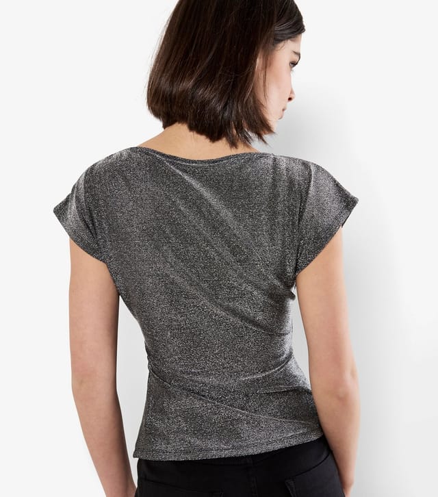 Apricot Women's Silver Sparkle Ruched Wrap Top Apricot New Look - 3