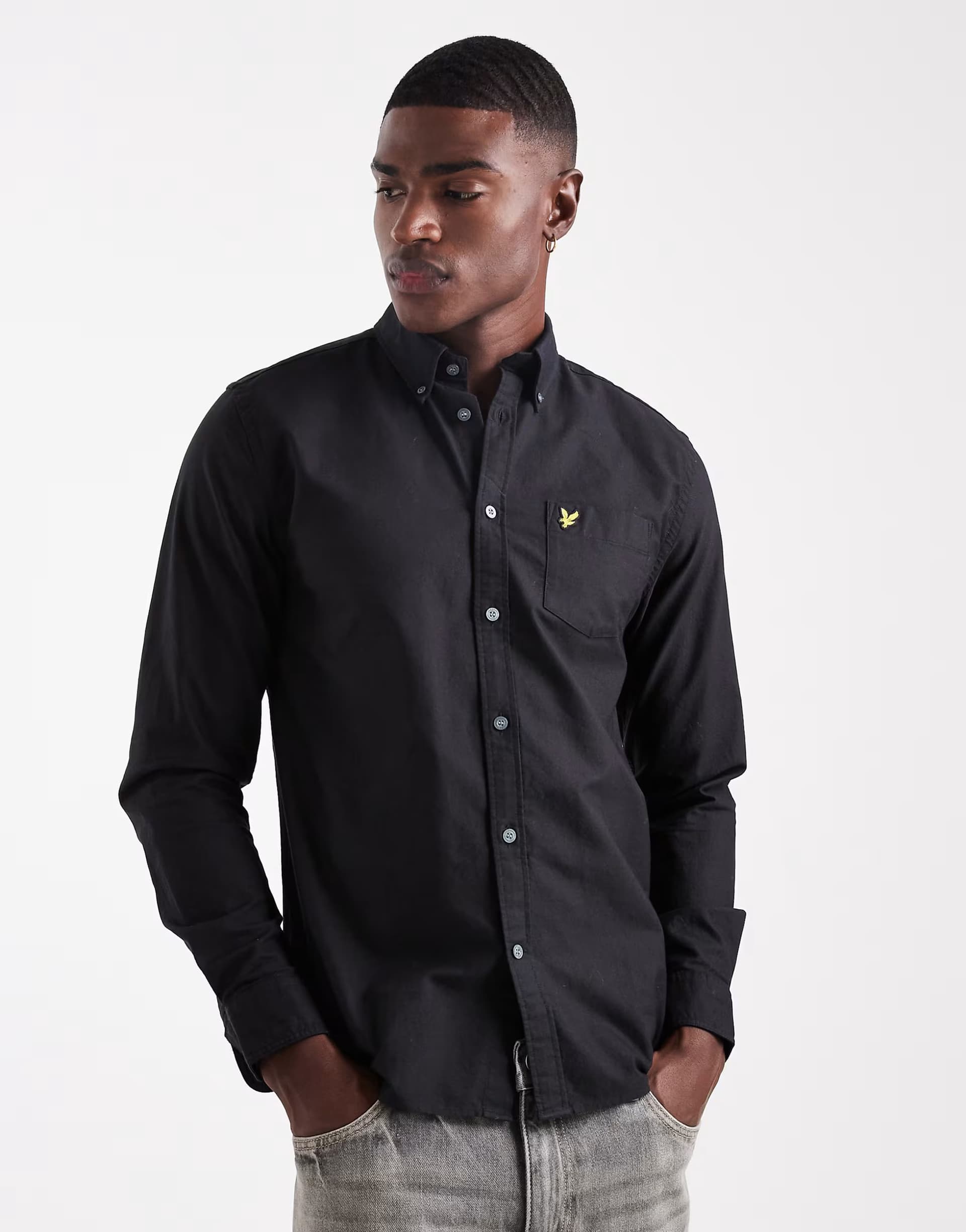 ASOS Lyle & Scott plain oxford shirt in black