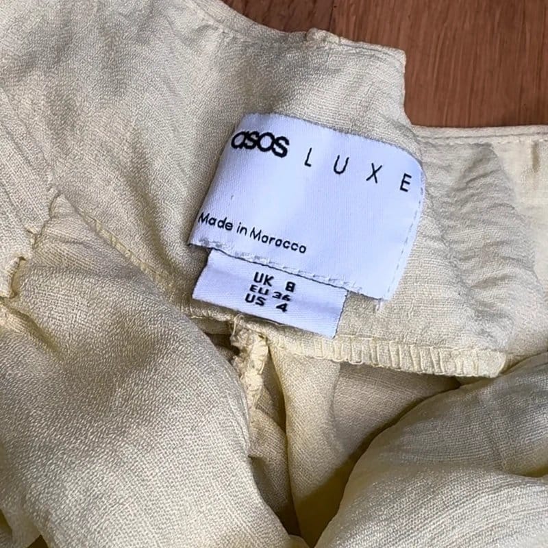 ASOS Luxe Yellow Ruched Puff Sleeve Top