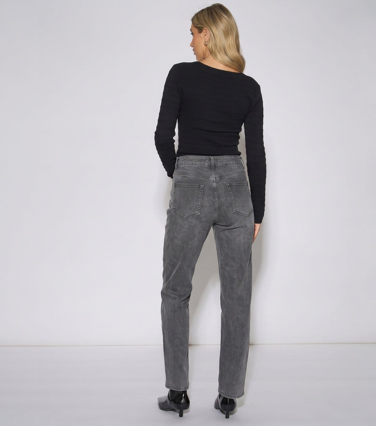 Gini London Women's Light Grey Mid Rise Straight Leg Jeans Gini London New Look - 4