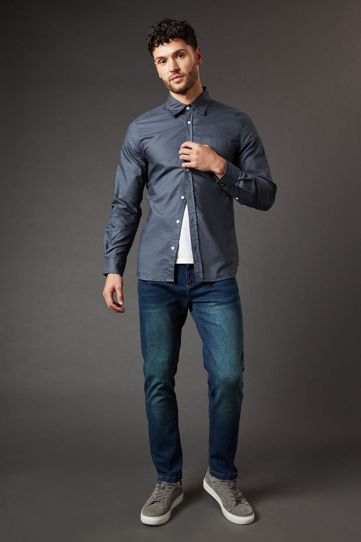 Burton Burton Men's Dark Vintage Wash Stretch Slim Fit Jeans in Dark Wash - 2