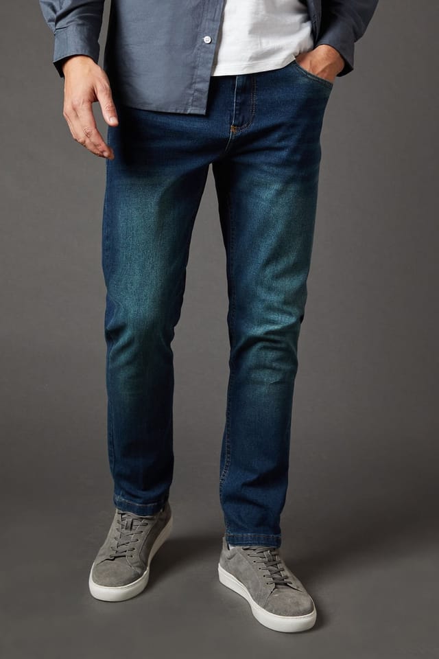 Burton Burton Men's Dark Vintage Wash Stretch Slim Fit Jeans in Dark Wash - 2