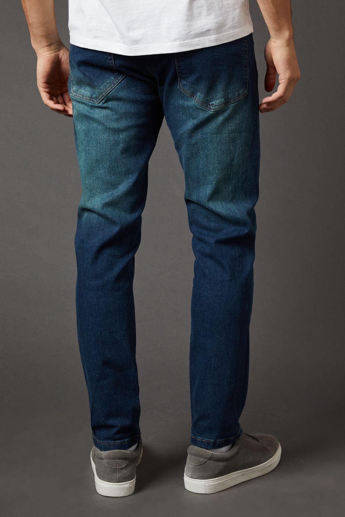 Burton Burton Men's Dark Vintage Wash Stretch Slim Fit Jeans in Dark Wash - 3