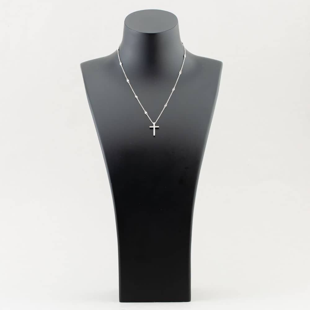 T.H.Baker T.H.Baker Women's Silver Pavé Cubic Zirconia Cross Pendant Chain 8.18.9490 - 2