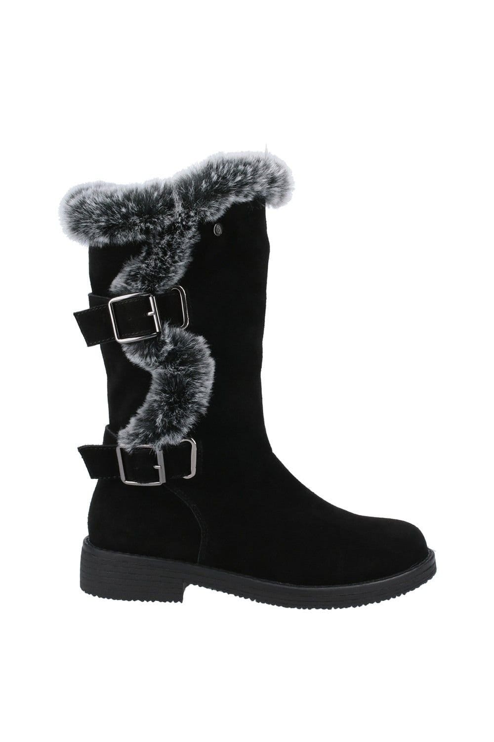 Hush Puppies Hush Puppies Women's 'Megan' Suede Leather Mid Boots in Black - 4