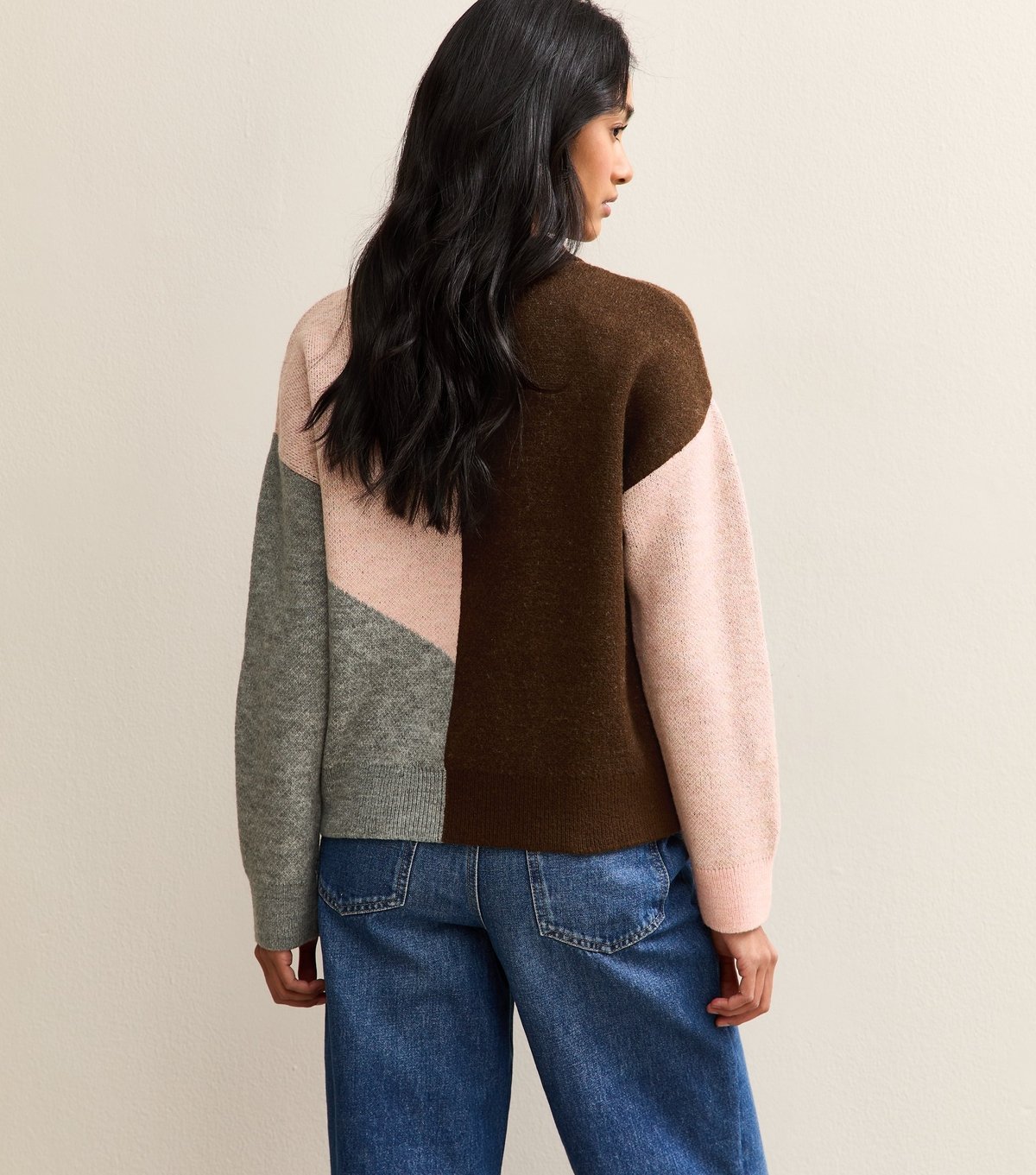 New Look Women's Pink Colour Block Crew Neck Jumper New Look - 4