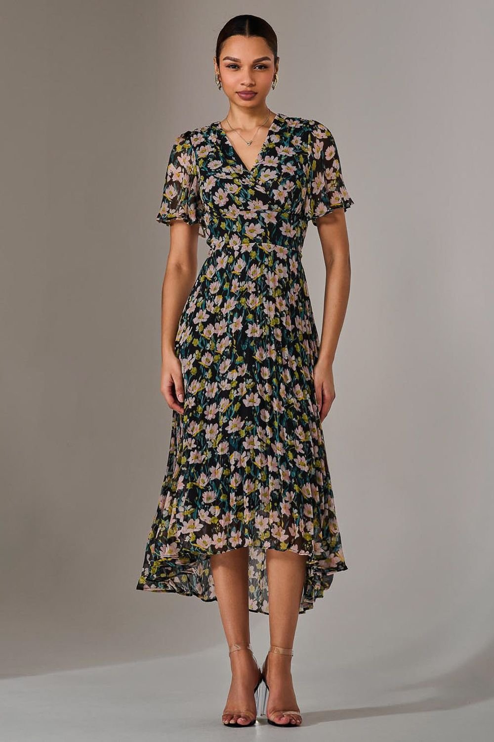 Jolie Moi Jolie Moi Women's Charlotte Pleated Chiffon Midaxi Dress - 2