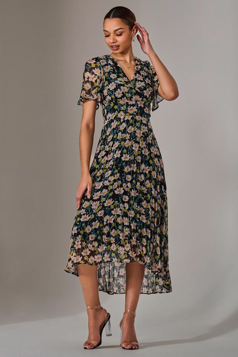 Jolie Moi Jolie Moi Women's Charlotte Pleated Chiffon Midaxi Dress - 4