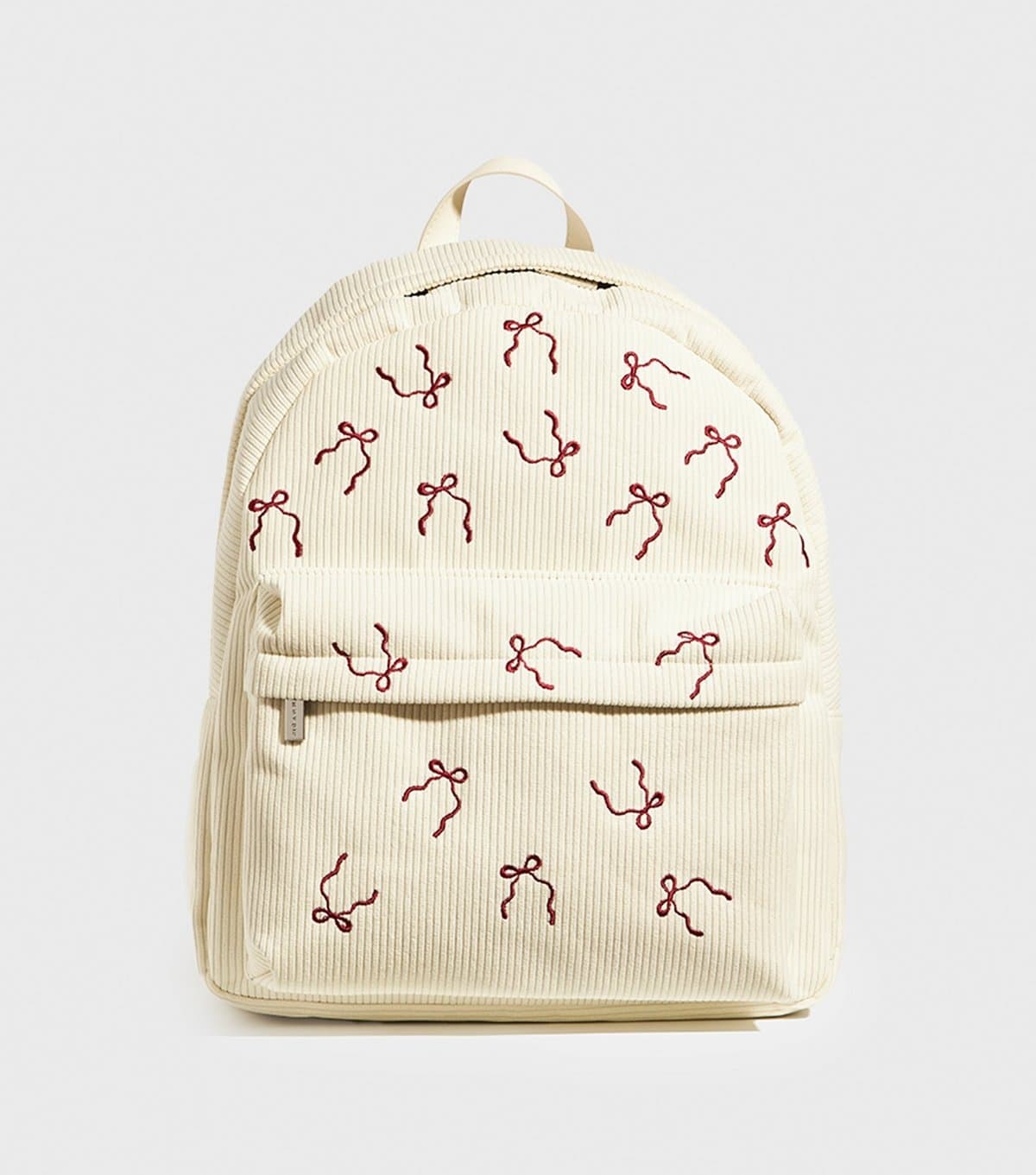 Skinnydip Skinnydip Cream Bow Embroidered Corduroy Backpack