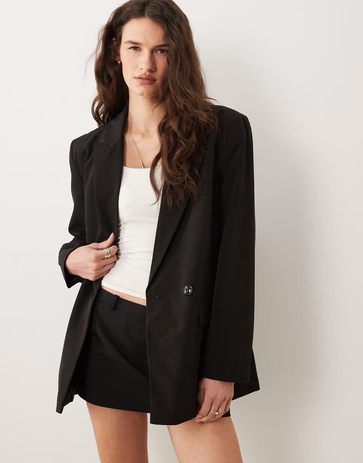 ASOS Miss Selfridge oversized blazer in black - 1