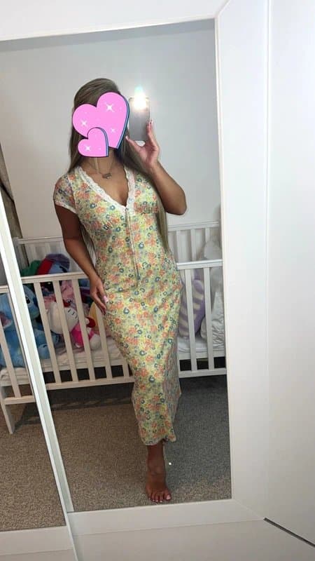 New Look Yellow floral print lace trim midi dress