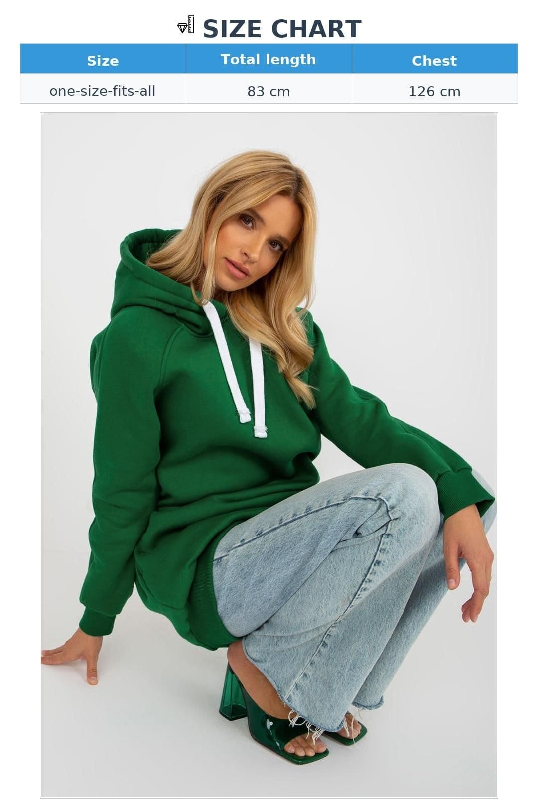 Love Lace Love Lace Women's Long Hooded Cotton Polyester Sweatshirt Pockets in Green - 4