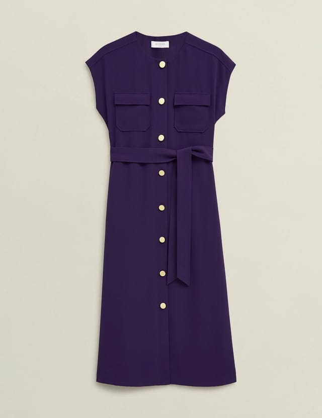 Hobbs London Hobbs London Women's Tania Short Sleeve Tie Waist Midi Dress in Aubergine - 2