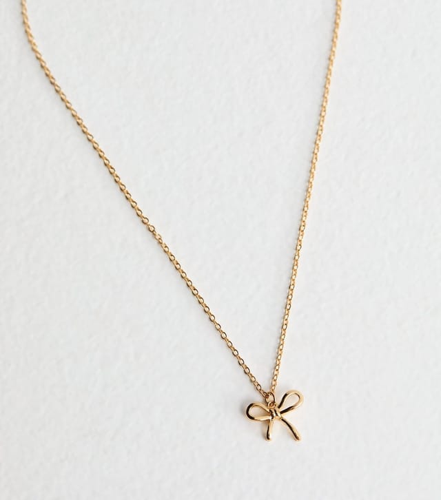 New Look Gold Tone Bow Detail Chain Necklace New Look - 3