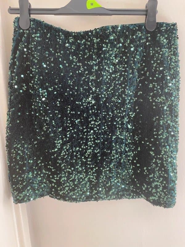 New Look New look size 14 Emerald Green Sequin Mini Skirt party night out sparkly trendy