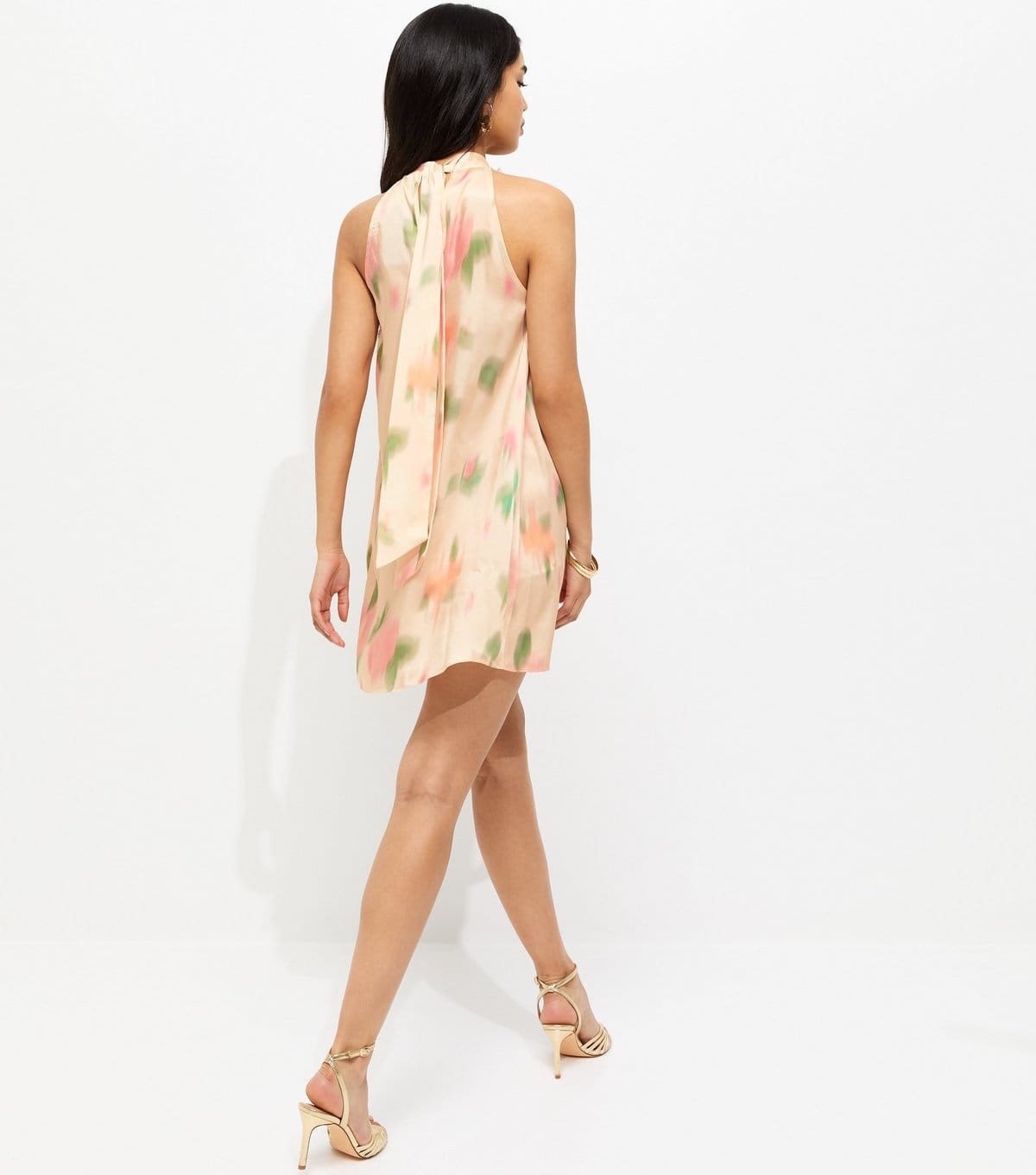 New Look Women's Pink Rose Print Halterneck Mini Dress New Look - 4