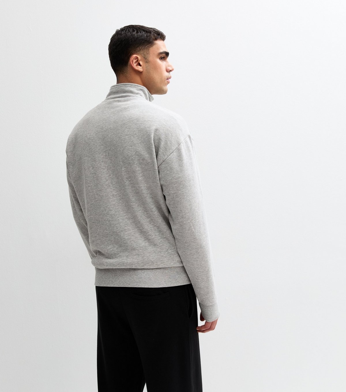 New Look Men's Grey Relaxed Quarter Zip Sweatshirt New Look - 4