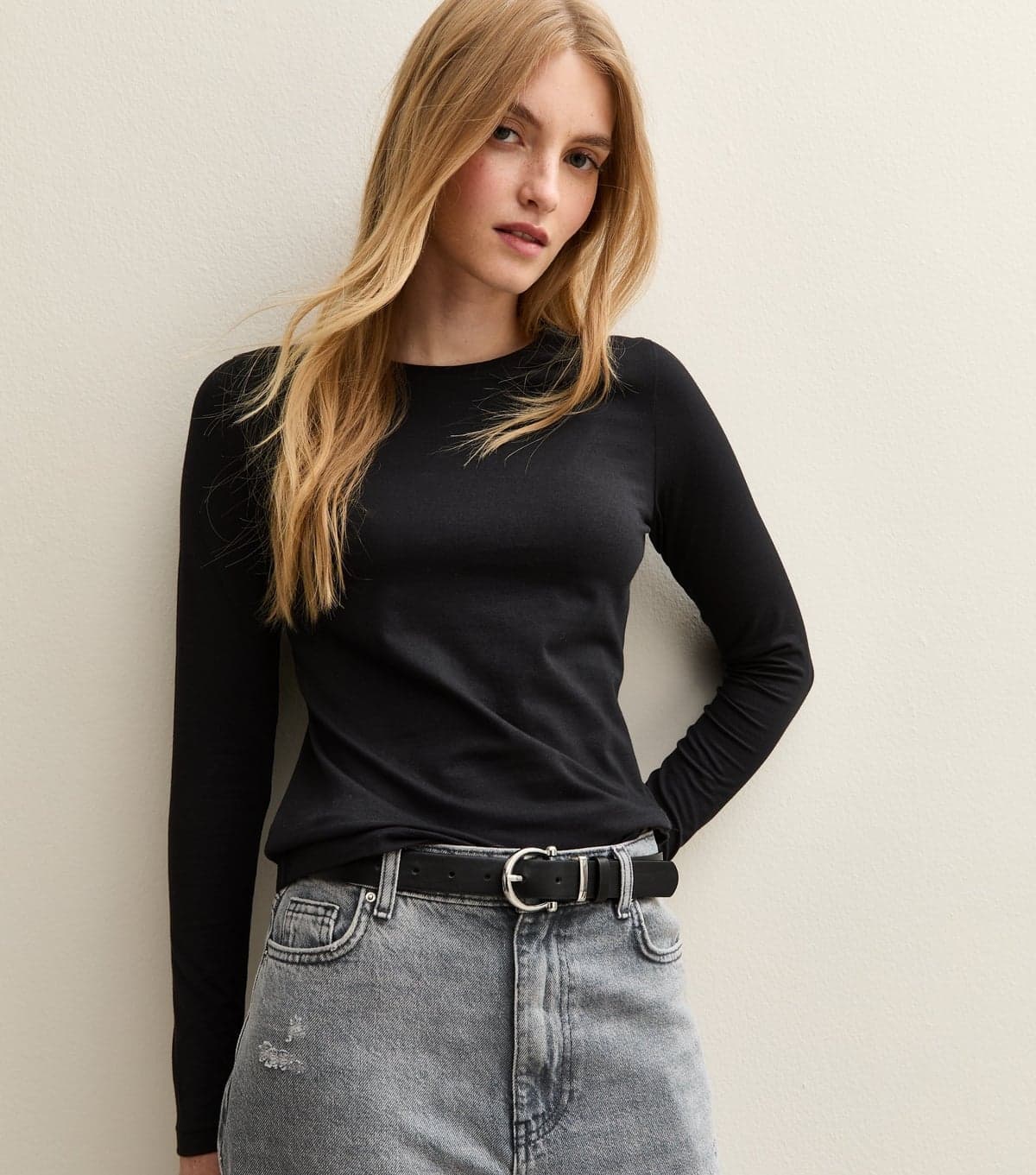 New Look Women's Black Long Sleeve Crew Neck Top New Look