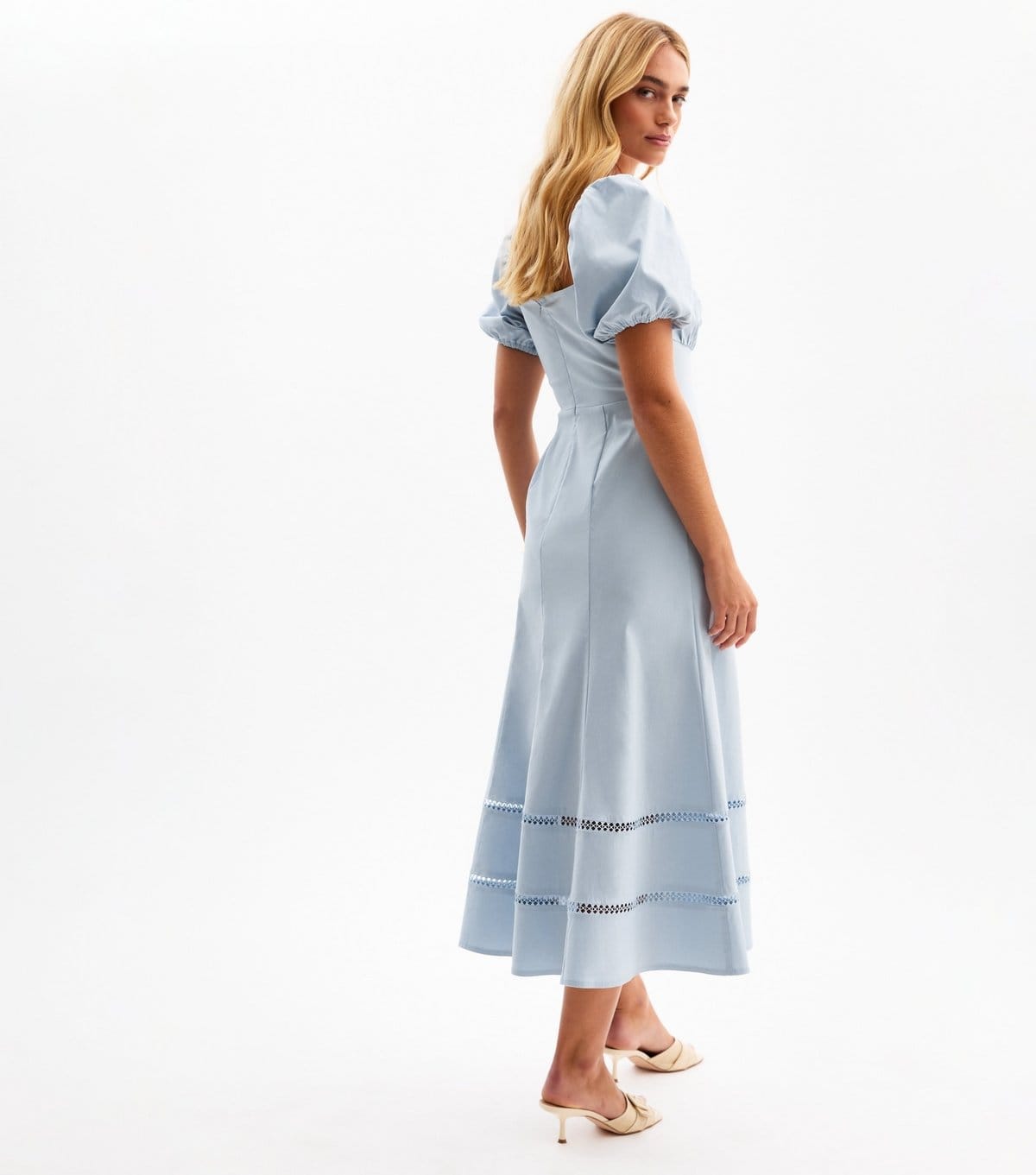 New Look Women's Light Blue Puff Sleeve Slit Hem Midi Dress New Look - 4