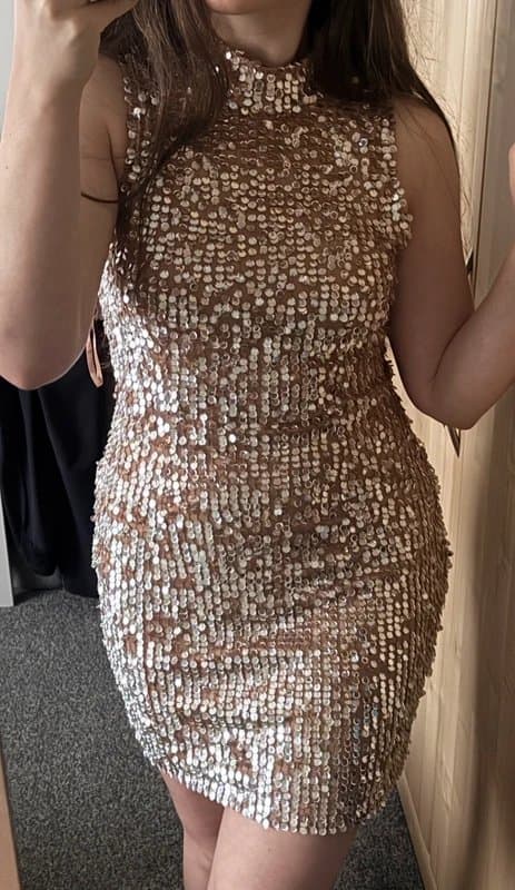French Connection French Connection Sequin Dress – Champagne Gold