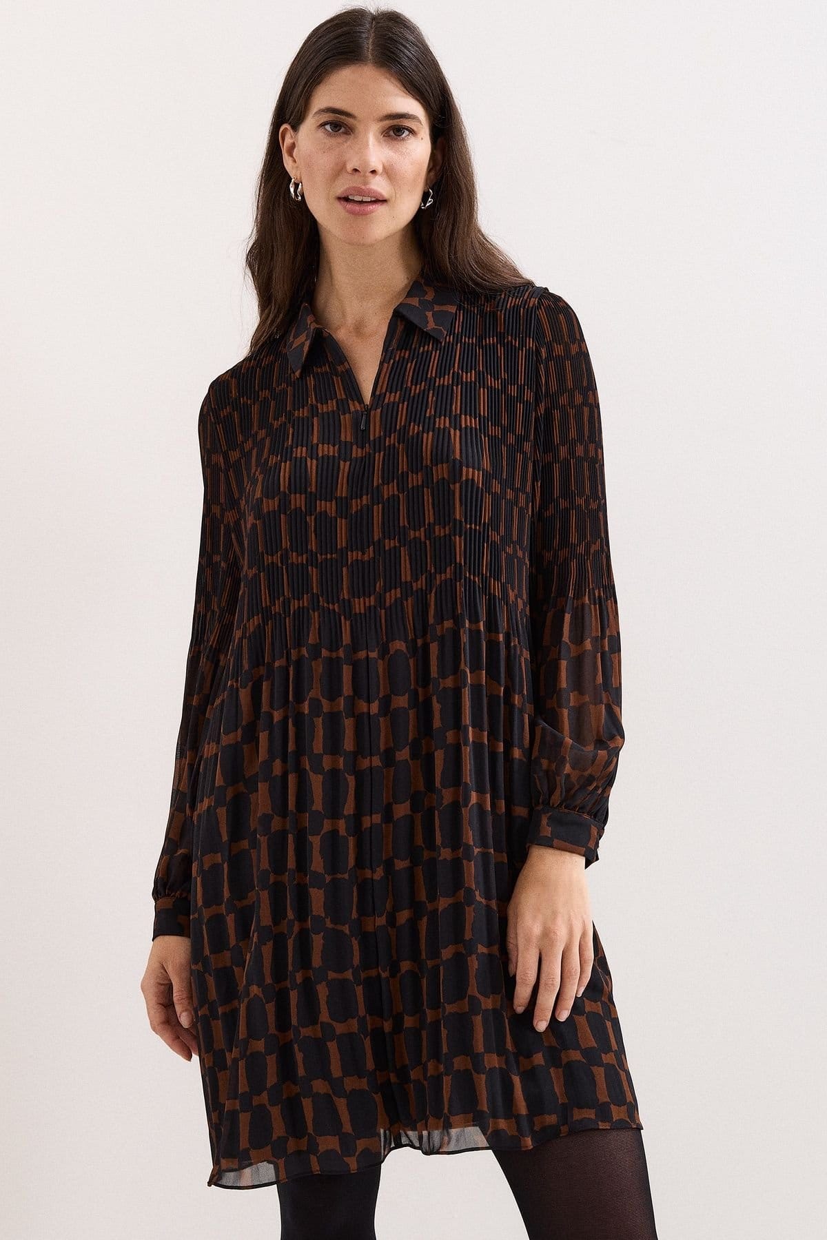 Phase Eight Black Geometric Print Midi Dress