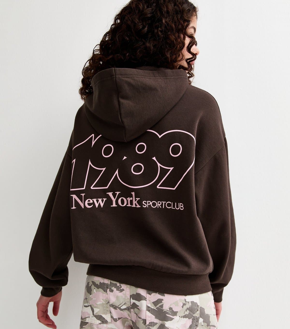 New Look Girls' Dark Brown 1989 Sports Club Hoodie New Look
