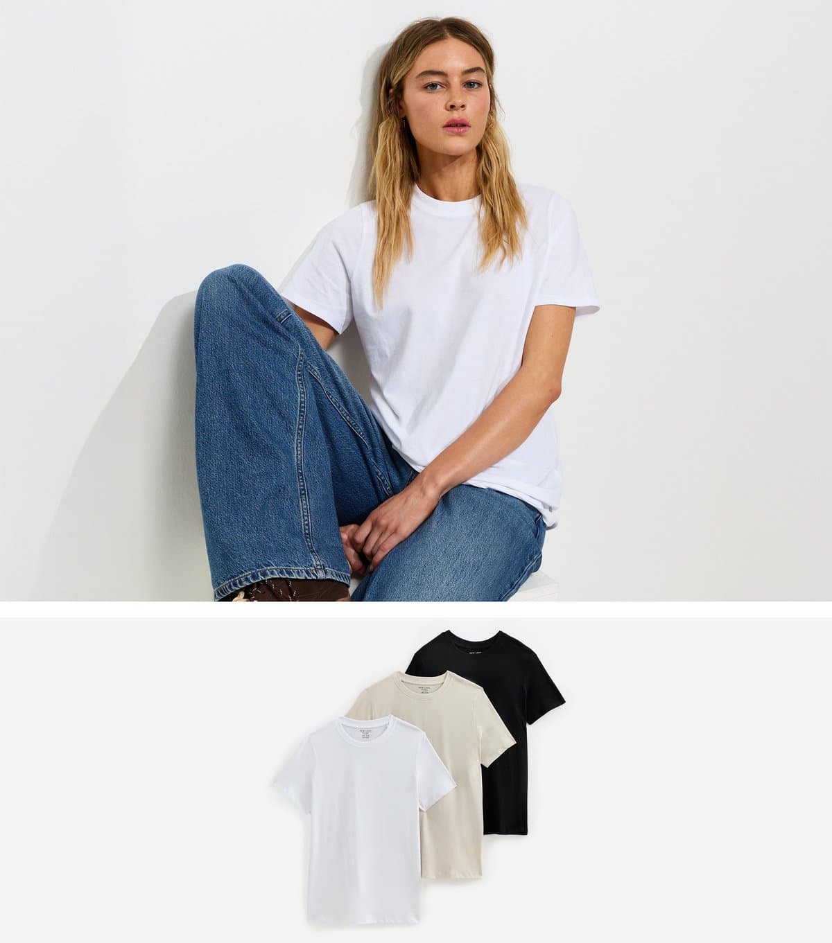 New Look Women's Brown Cotton Pack of Three Relaxed Fit T-Shirts New Look