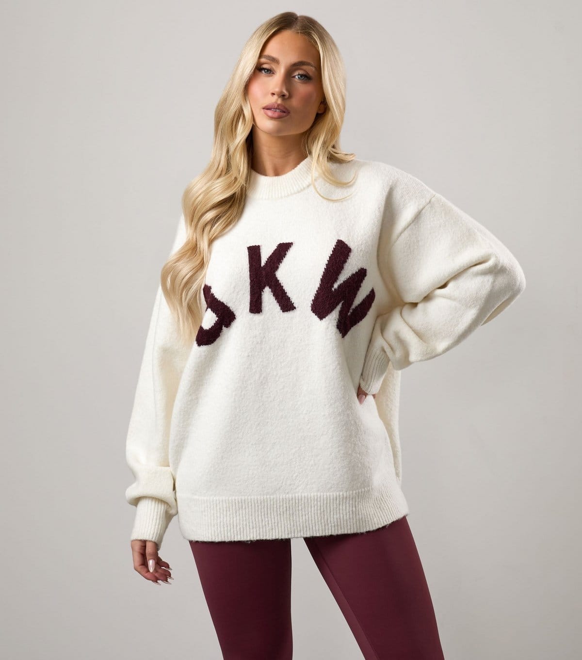 Women's Cream Logo Crew Neck Jumper Gym King New Look