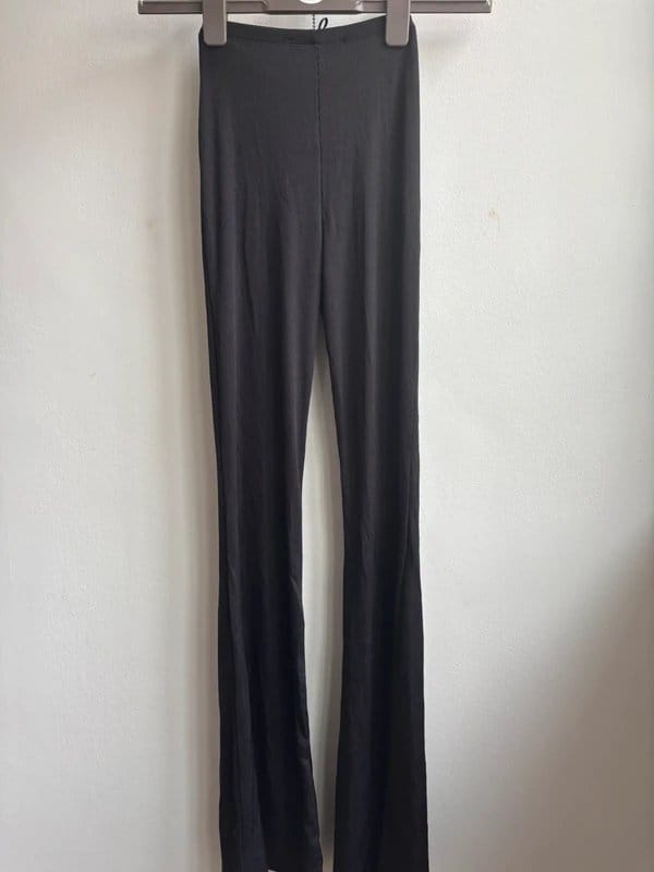 Bershka XS Black Ribbed Flared Trousers with Cut-Out Sides